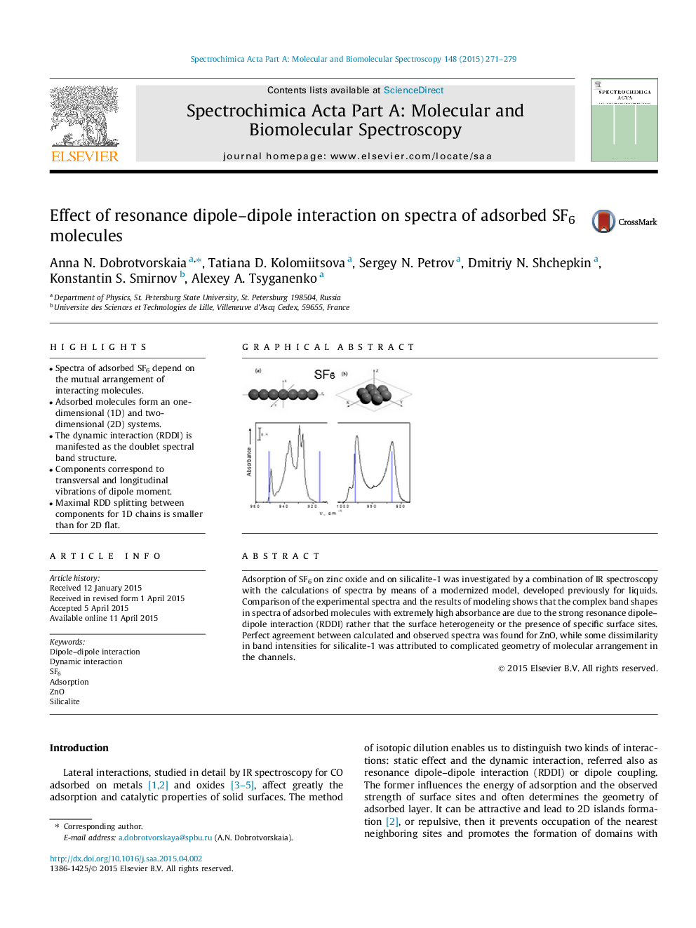 Effect of resonance dipole–dipole interaction on spectra of adsorbed SF6 molecules