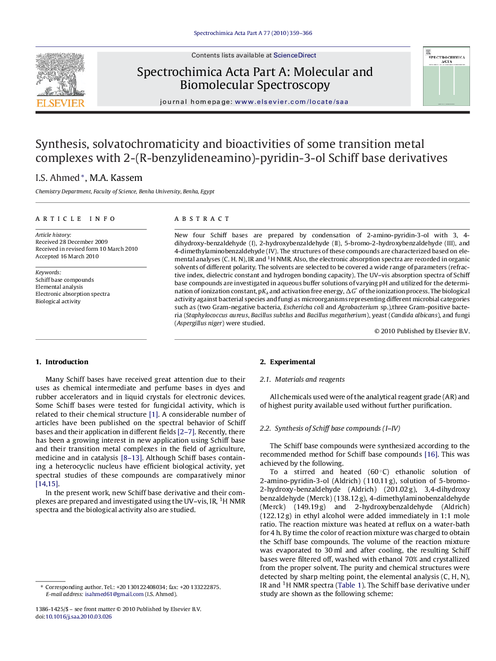 Synthesis, solvatochromaticity and bioactivities of some transition metal complexes with 2-(R-benzylideneamino)-pyridin-3-ol Schiff base derivatives