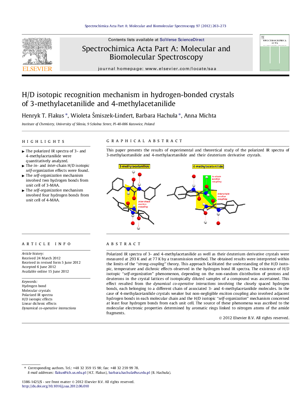 H/D isotopic recognition mechanism in hydrogen-bonded crystals of 3-methylacetanilide and 4-methylacetanilide