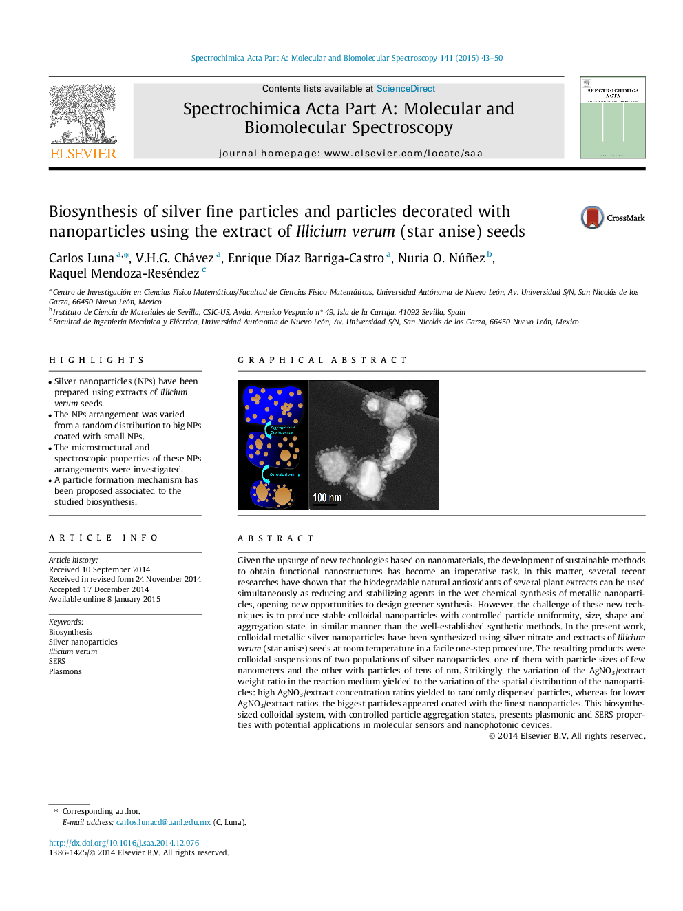 Biosynthesis of silver fine particles and particles decorated with nanoparticles using the extract of Illicium verum (star anise) seeds