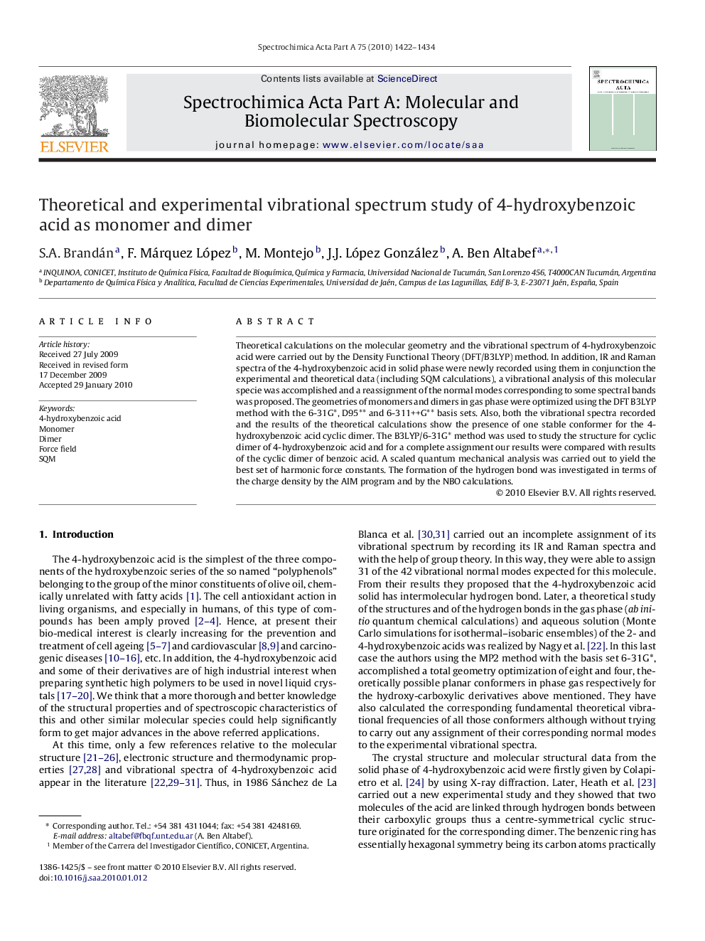 Theoretical and experimental vibrational spectrum study of 4-hydroxybenzoic acid as monomer and dimer