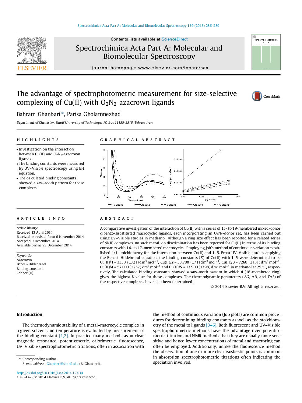 The advantage of spectrophotometric measurement for size-selective complexing of Cu(II) with O2N2-azacrown ligands