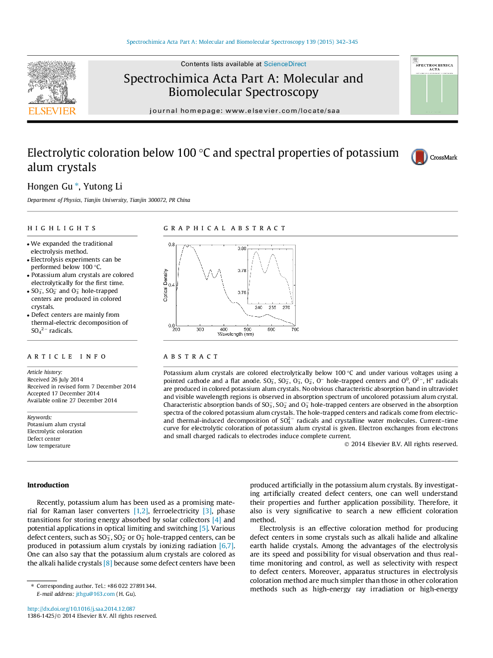 Electrolytic coloration below 100 °C and spectral properties of potassium alum crystals