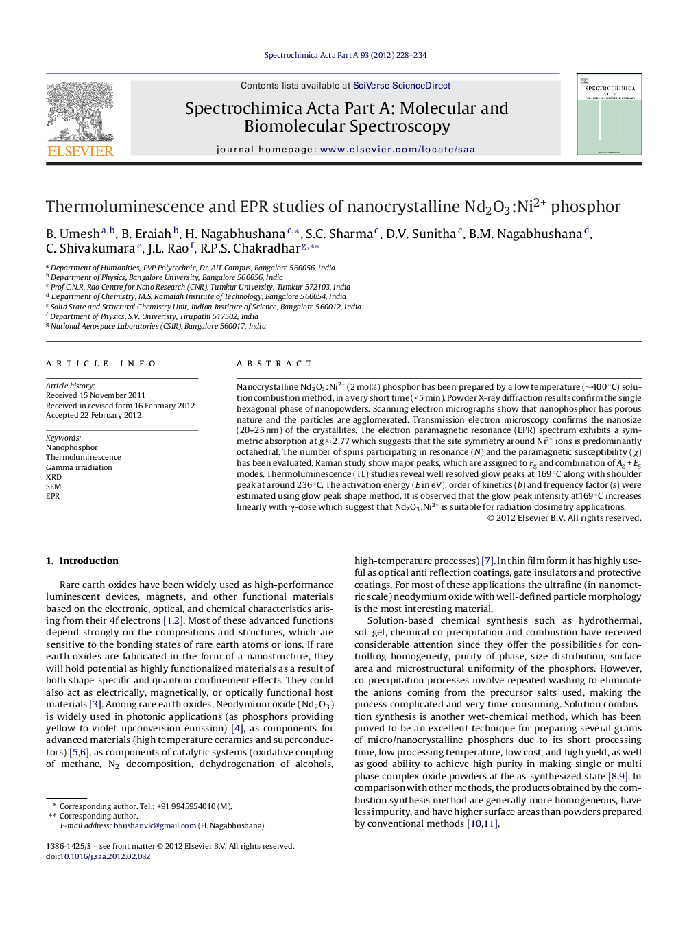 Thermoluminescence and EPR studies of nanocrystalline Nd2O3:Ni2+ phosphor