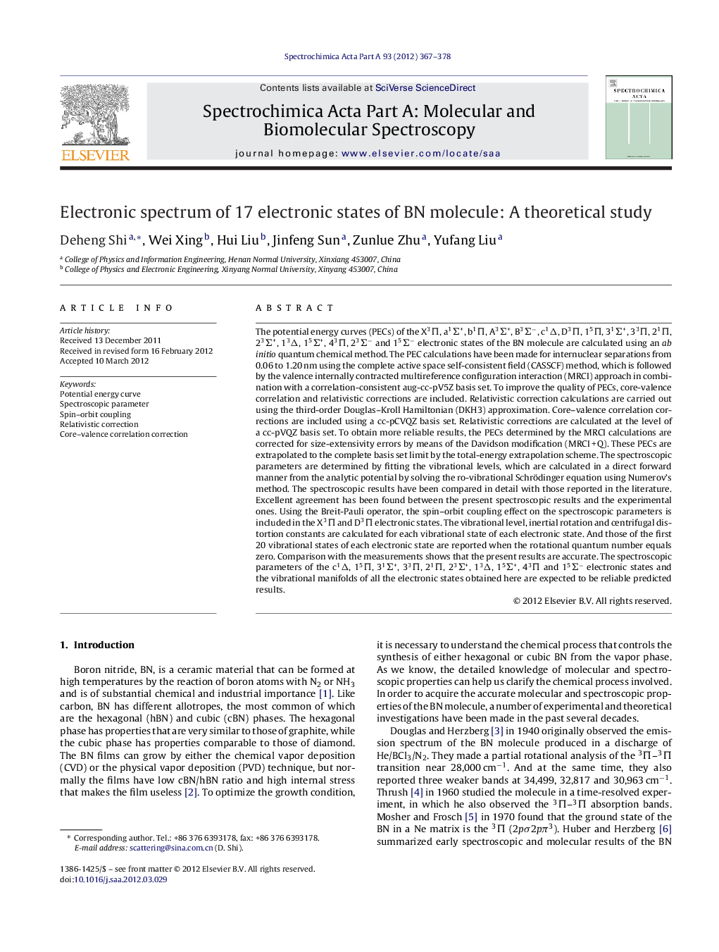 Electronic spectrum of 17 electronic states of BN molecule: A theoretical study