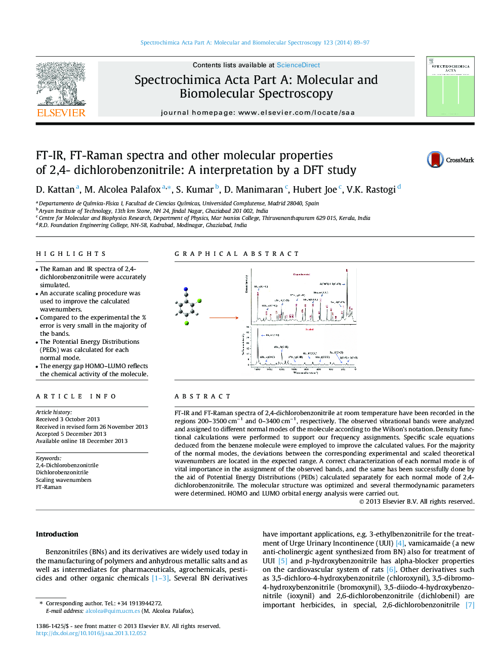 FT-IR, FT-Raman spectra and other molecular properties of 2,4- dichlorobenzonitrile: A interpretation by a DFT study