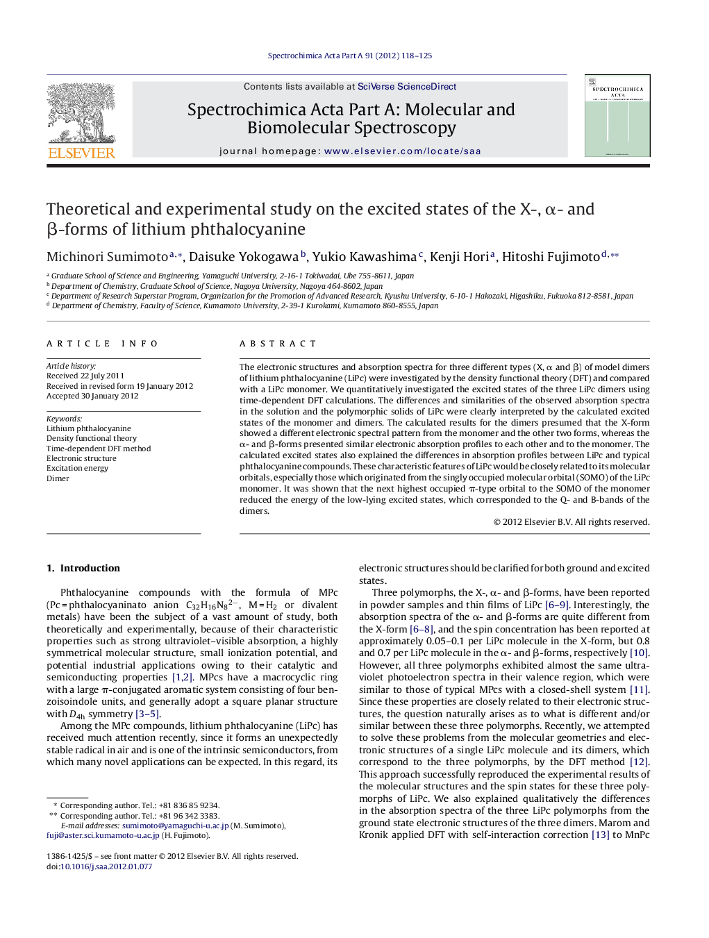 Theoretical and experimental study on the excited states of the X-, α- and β-forms of lithium phthalocyanine