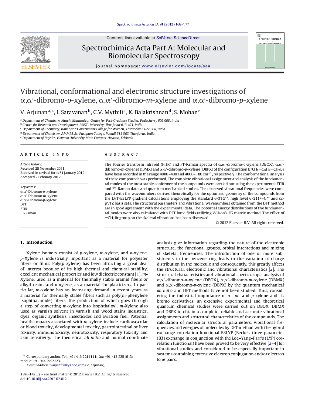 Vibrational, conformational and electronic structure investigations of α,α′-dibromo-o-xylene, α,α′-dibromo-m-xylene and α,α′-dibromo-p-xylene