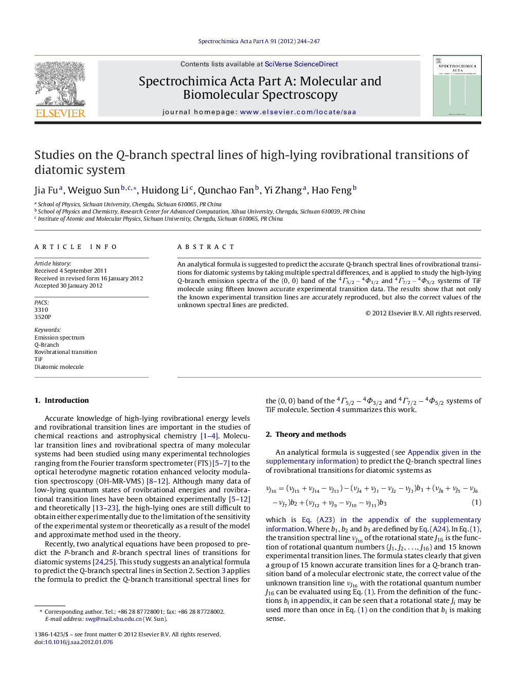 Studies on the Q-branch spectral lines of high-lying rovibrational transitions of diatomic system