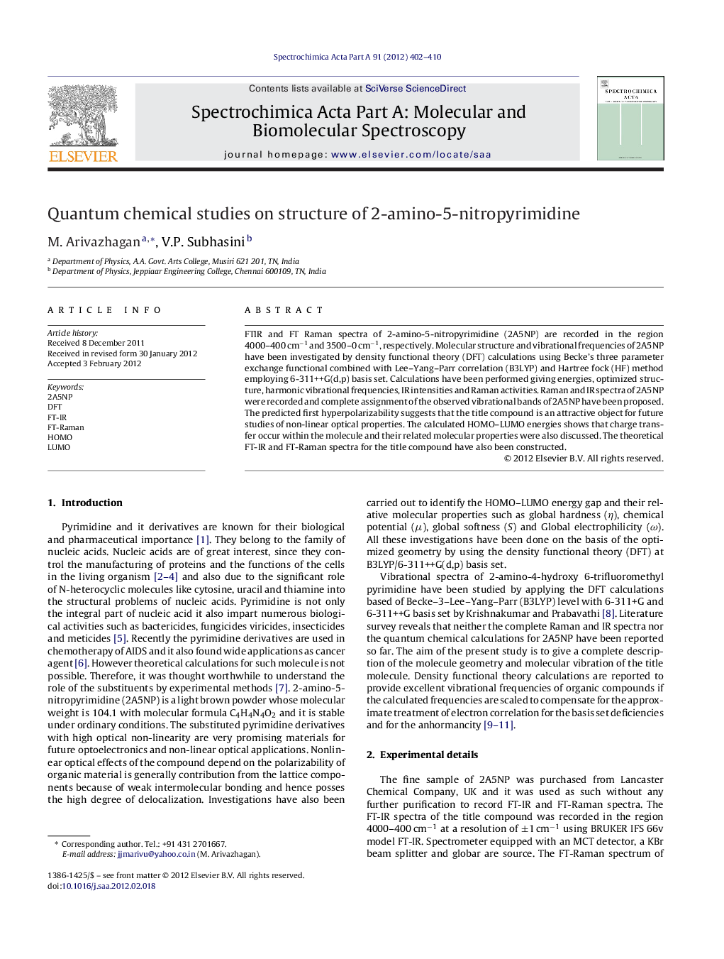 Quantum chemical studies on structure of 2-amino-5-nitropyrimidine