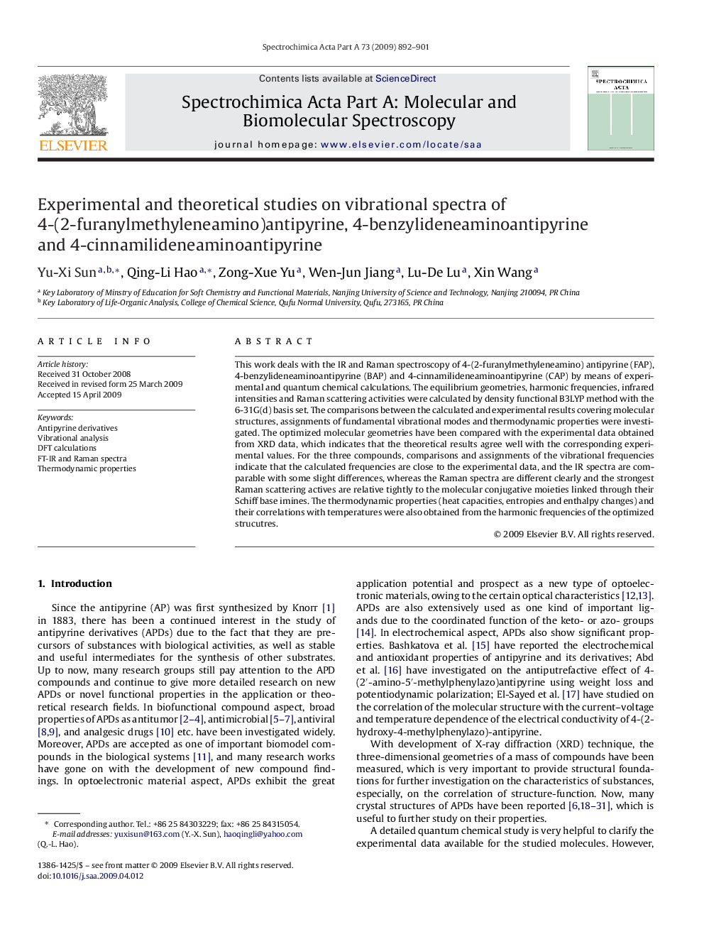 Experimental and theoretical studies on vibrational spectra of 4-(2-furanylmethyleneamino)antipyrine, 4-benzylideneaminoantipyrine and 4-cinnamilideneaminoantipyrine