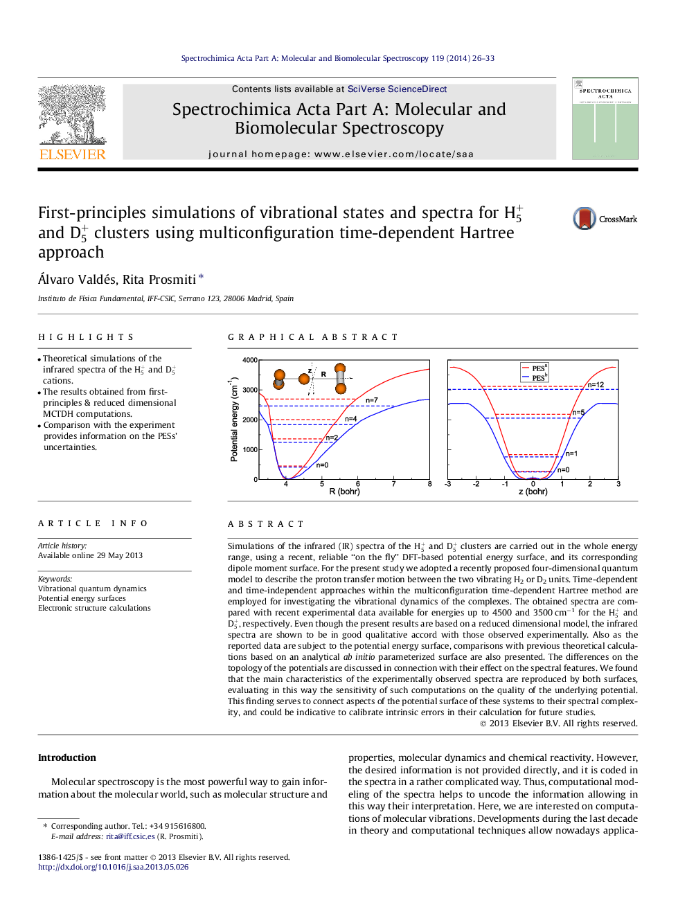 First-principles simulations of vibrational states and spectra for H5+ and D5+ clusters using multiconfiguration time-dependent Hartree approach