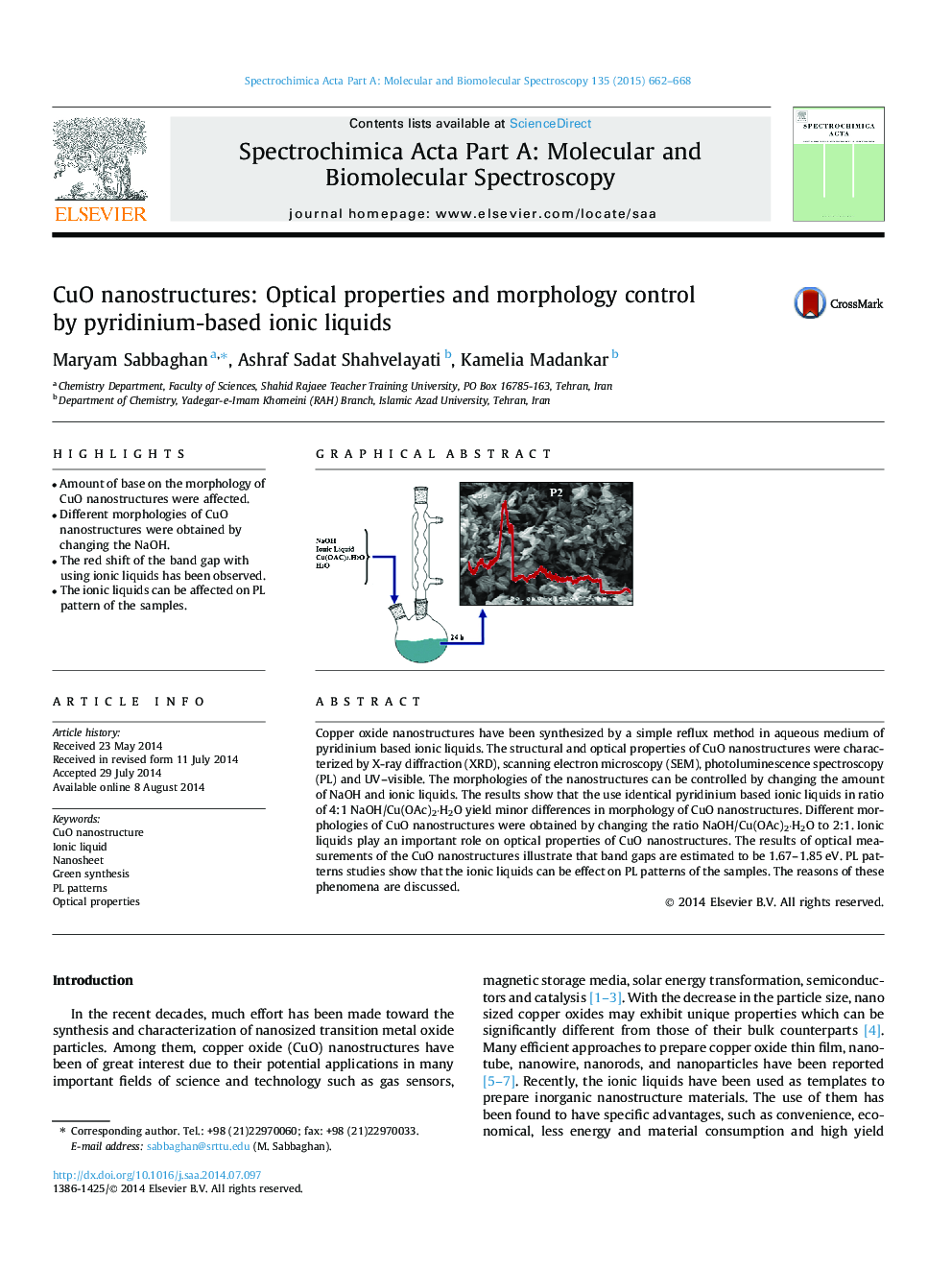 CuO nanostructures: Optical properties and morphology control by pyridinium-based ionic liquids