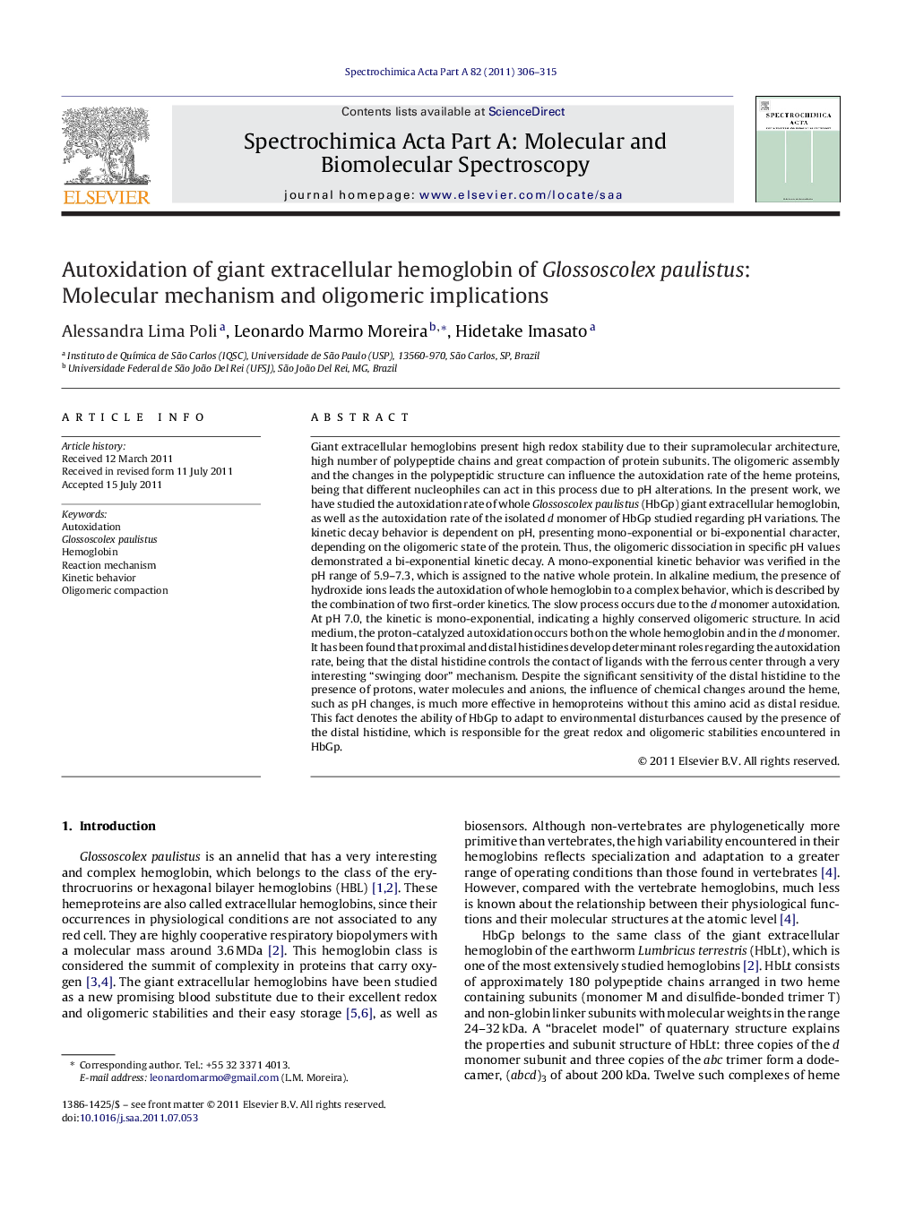 Autoxidation of giant extracellular hemoglobin of Glossoscolex paulistus: Molecular mechanism and oligomeric implications