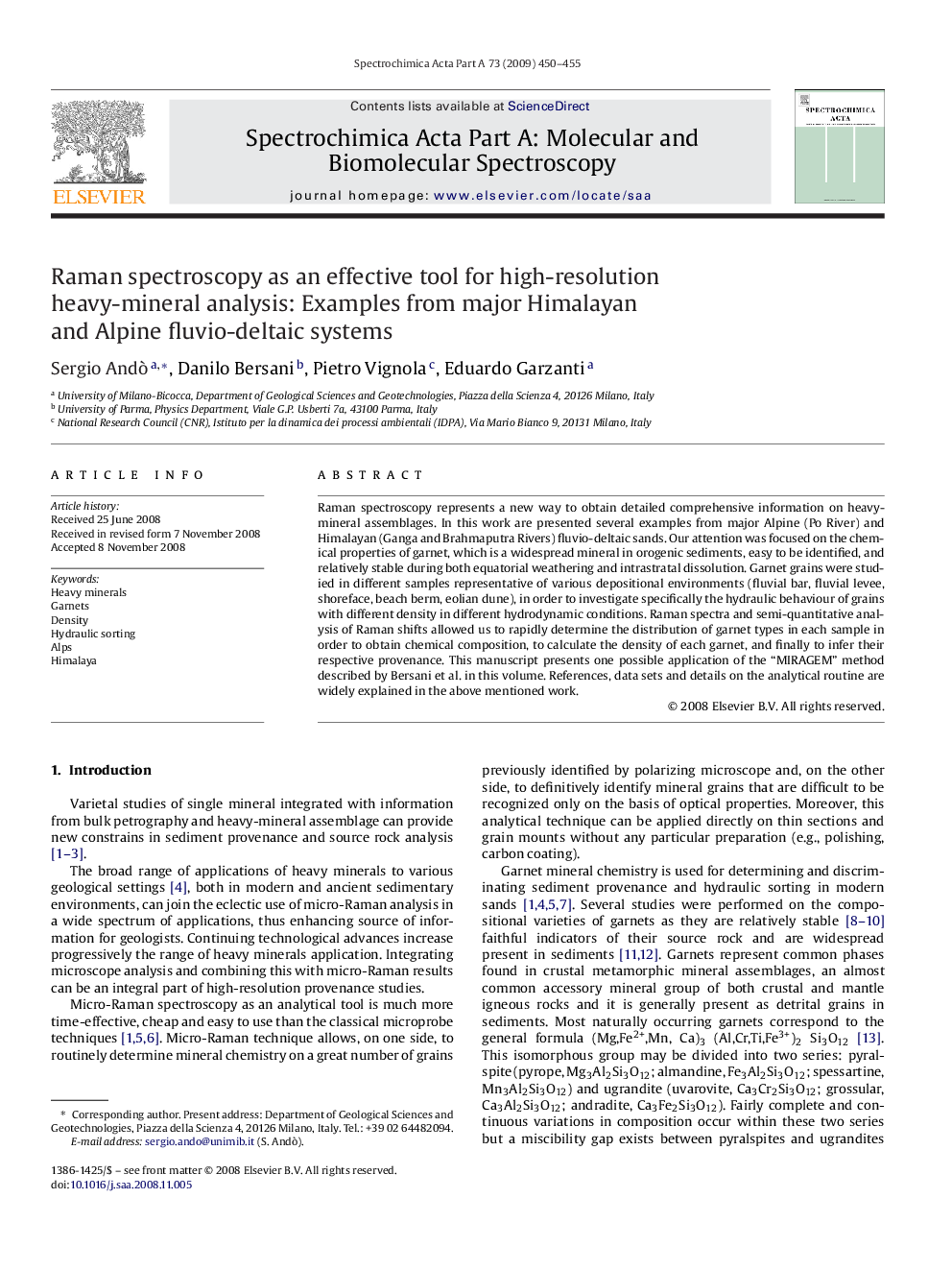 Raman spectroscopy as an effective tool for high-resolution heavy-mineral analysis: Examples from major Himalayan and Alpine fluvio-deltaic systems