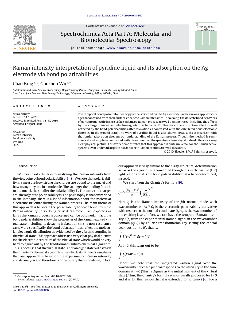 Raman intensity interpretation of pyridine liquid and its adsorption on the Ag electrode via bond polarizabilities