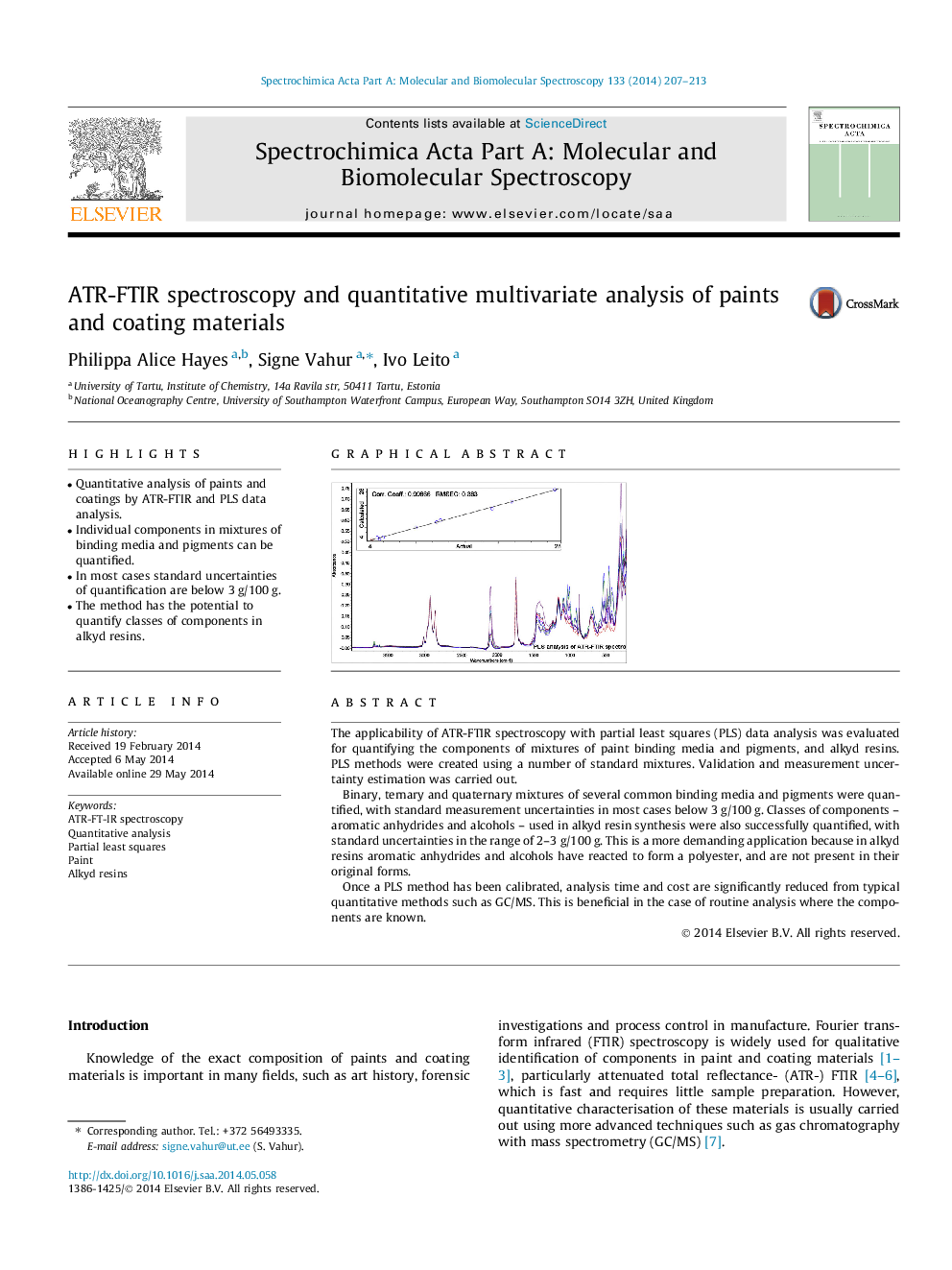 ATR-FTIR spectroscopy and quantitative multivariate analysis of paints and coating materials