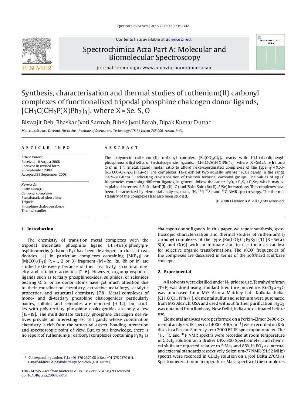 Synthesis, characterisation and thermal studies of ruthenium(II) carbonyl complexes of functionalised tripodal phosphine chalcogen donor ligands, [CH3C(CH2P(X)Ph2)3], where X = Se, S, O