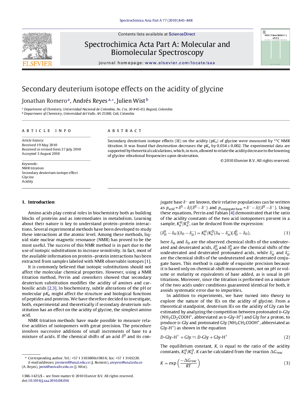 Secondary deuterium isotope effects on the acidity of glycine