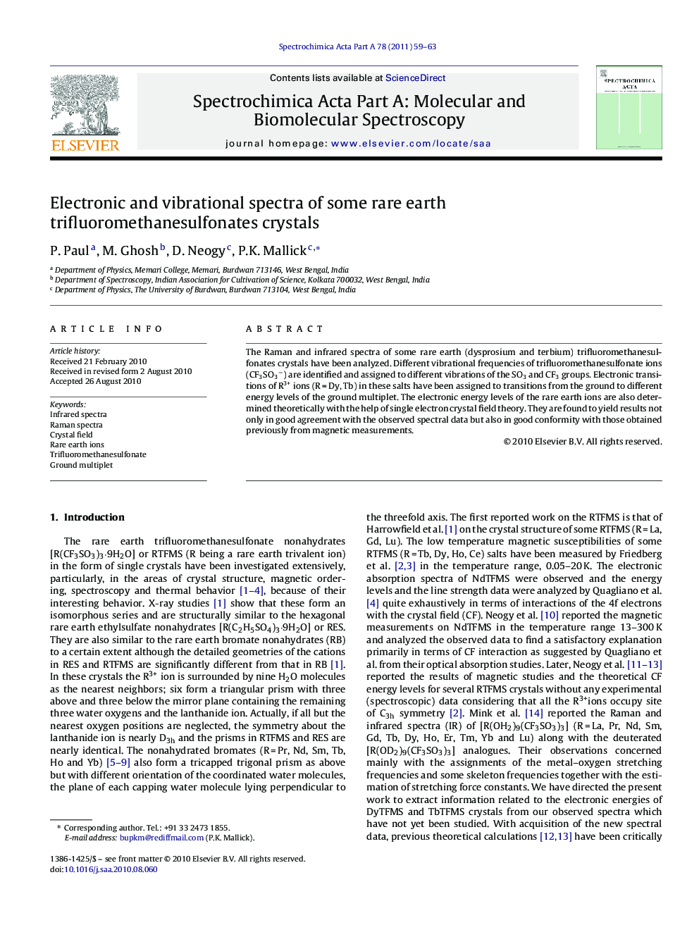 Electronic and vibrational spectra of some rare earth trifluoromethanesulfonates crystals