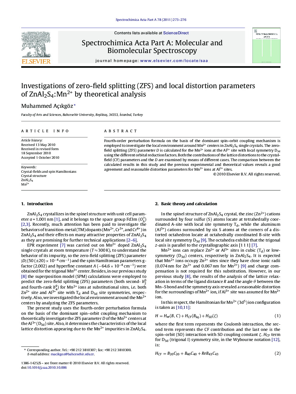 Investigations of zero-field splitting (ZFS) and local distortion parameters of ZnAl2S4:Mn2+ by theoretical analysis