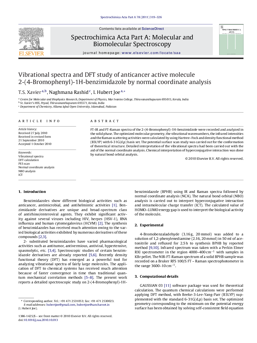 Vibrational spectra and DFT study of anticancer active molecule 2-(4-Bromophenyl)-1H-benzimidazole by normal coordinate analysis