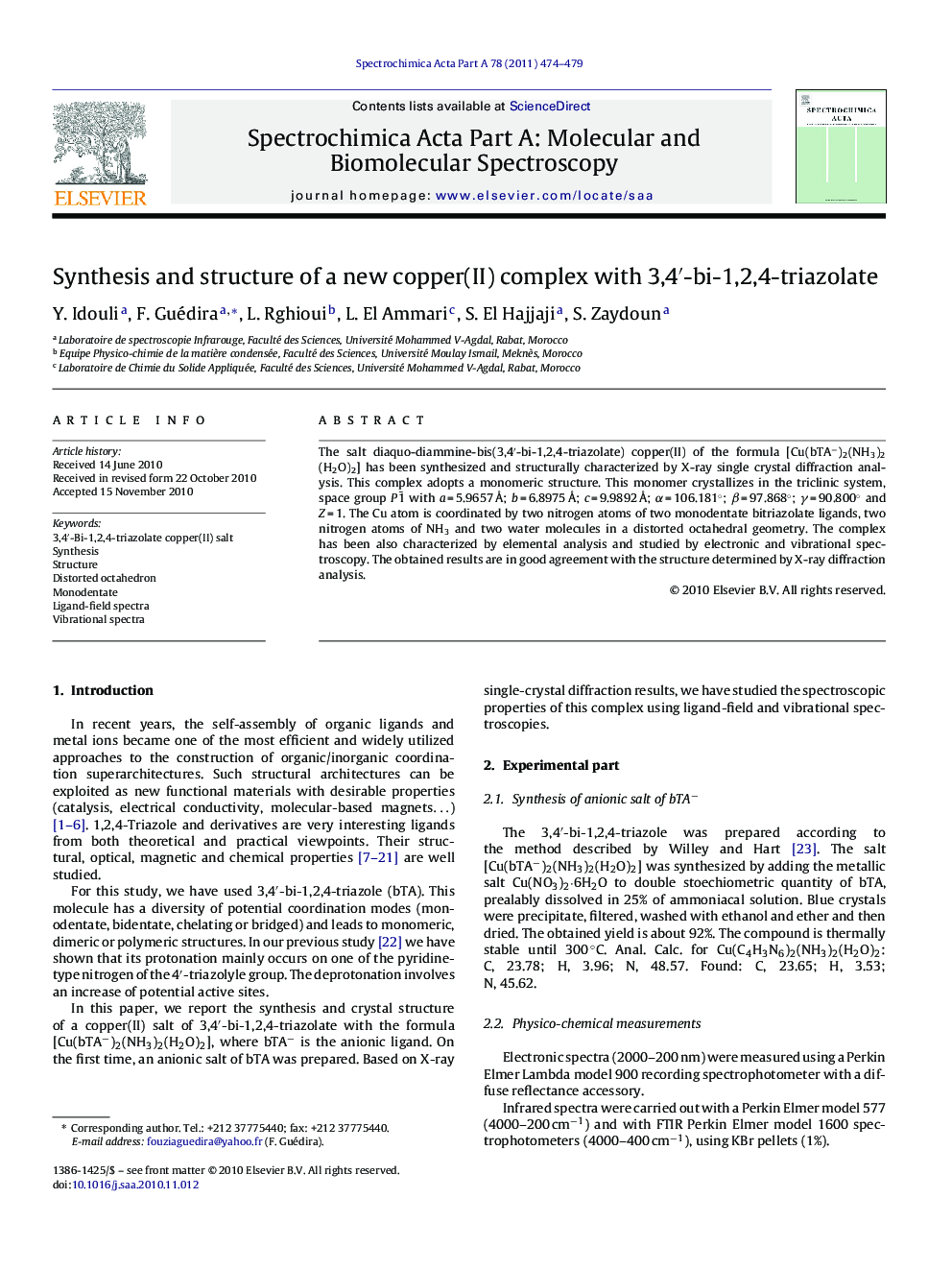 Synthesis and structure of a new copper(II) complex with 3,4′-bi-1,2,4-triazolate