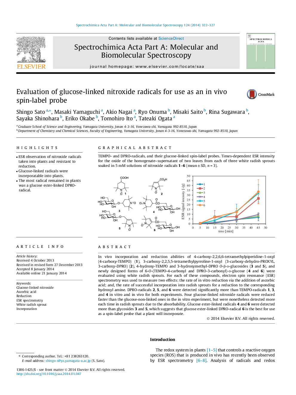 Evaluation of glucose-linked nitroxide radicals for use as an in vivo spin-label probe