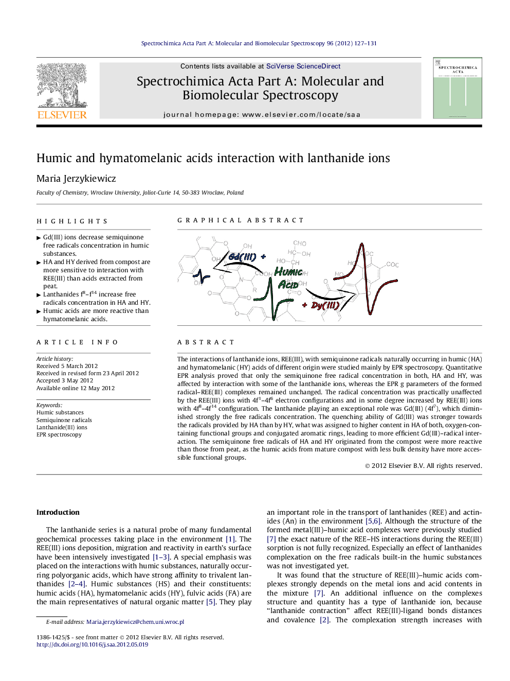 Humic and hymatomelanic acids interaction with lanthanide ions