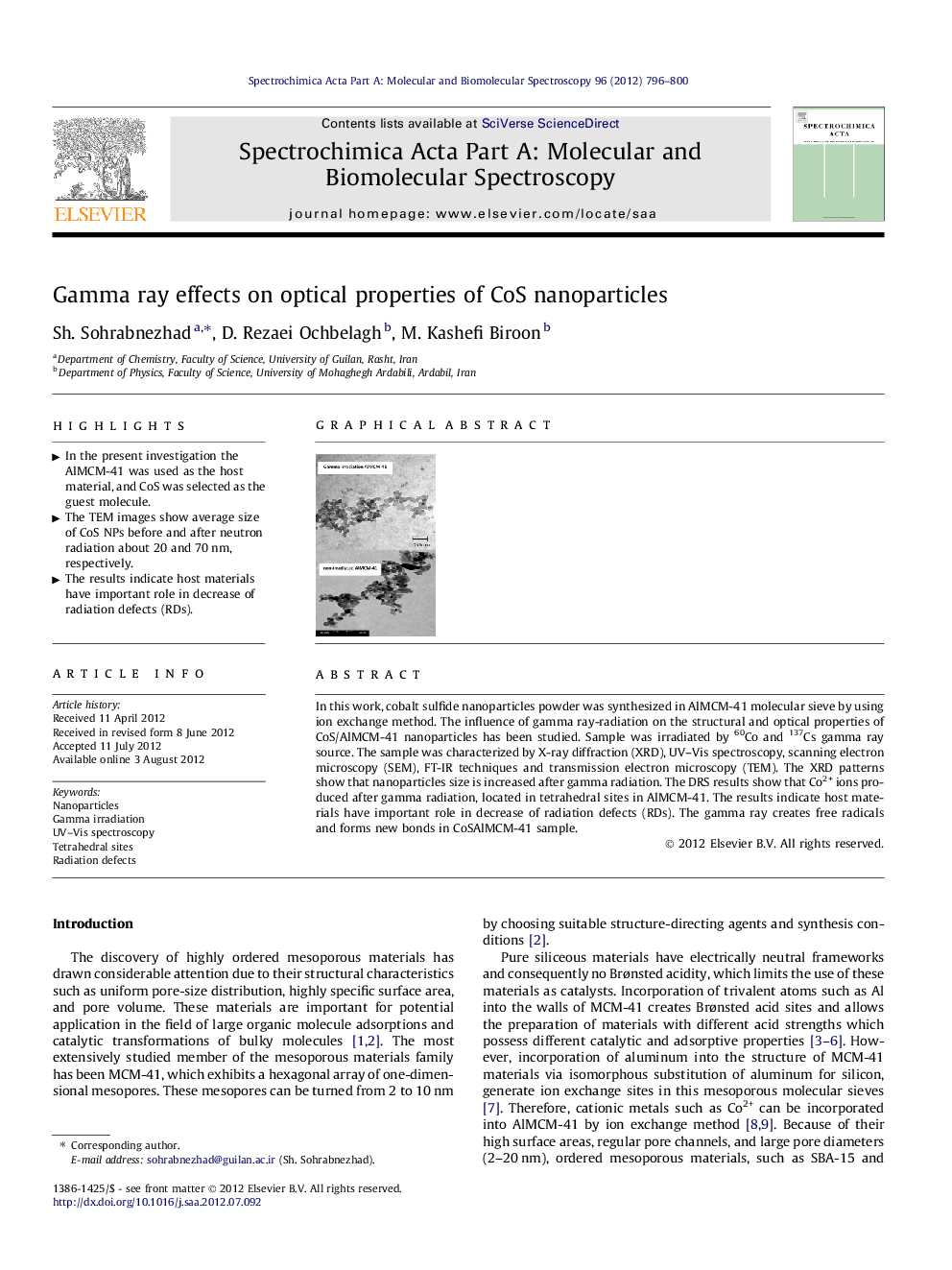 Gamma ray effects on optical properties of CoS nanoparticles