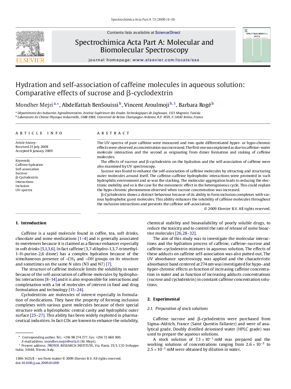 Hydration and self-association of caffeine molecules in aqueous solution: Comparative effects of sucrose and β-cyclodextrin