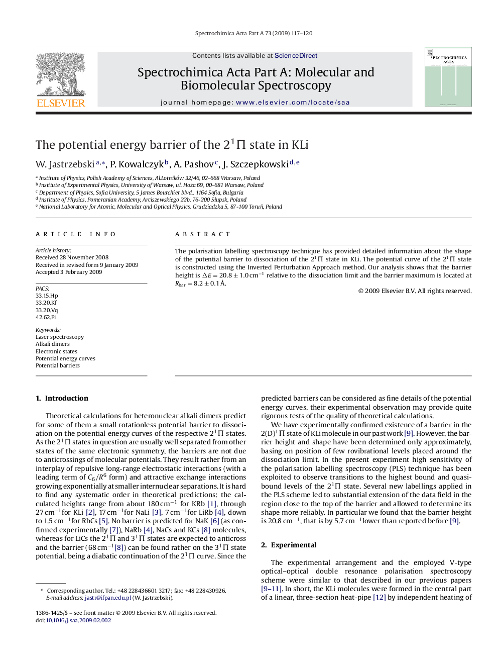 The potential energy barrier of the 2Π1 state in KLi