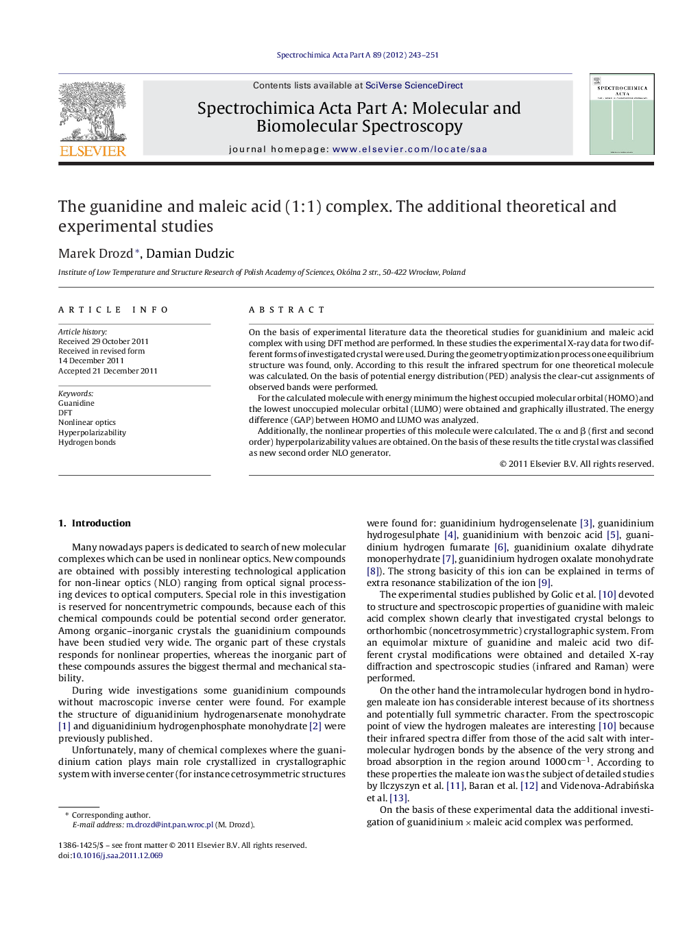 The guanidine and maleic acid (1:1) complex. The additional theoretical and experimental studies