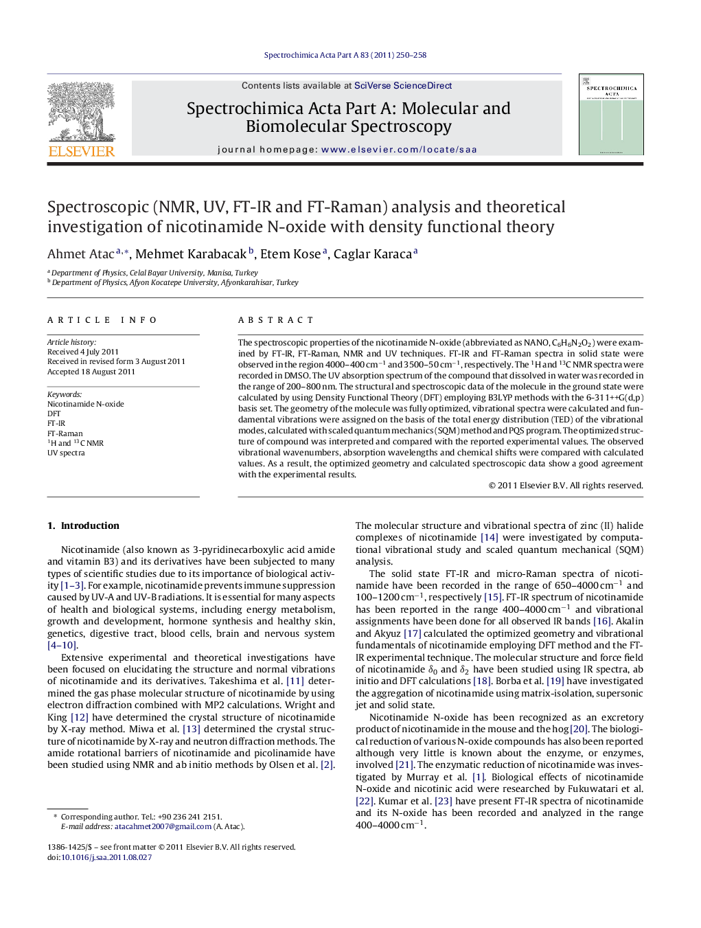 Spectroscopic (NMR, UV, FT-IR and FT-Raman) analysis and theoretical investigation of nicotinamide N-oxide with density functional theory