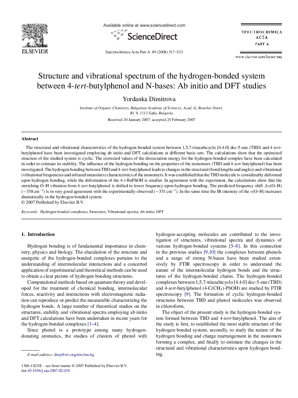 Structure and vibrational spectrum of the hydrogen-bonded system between 4-tert-butylphenol and N-bases: Ab initio and DFT studies