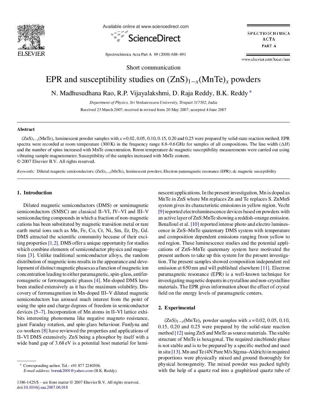 EPR and susceptibility studies on (ZnS)1âx(MnTe)x powders