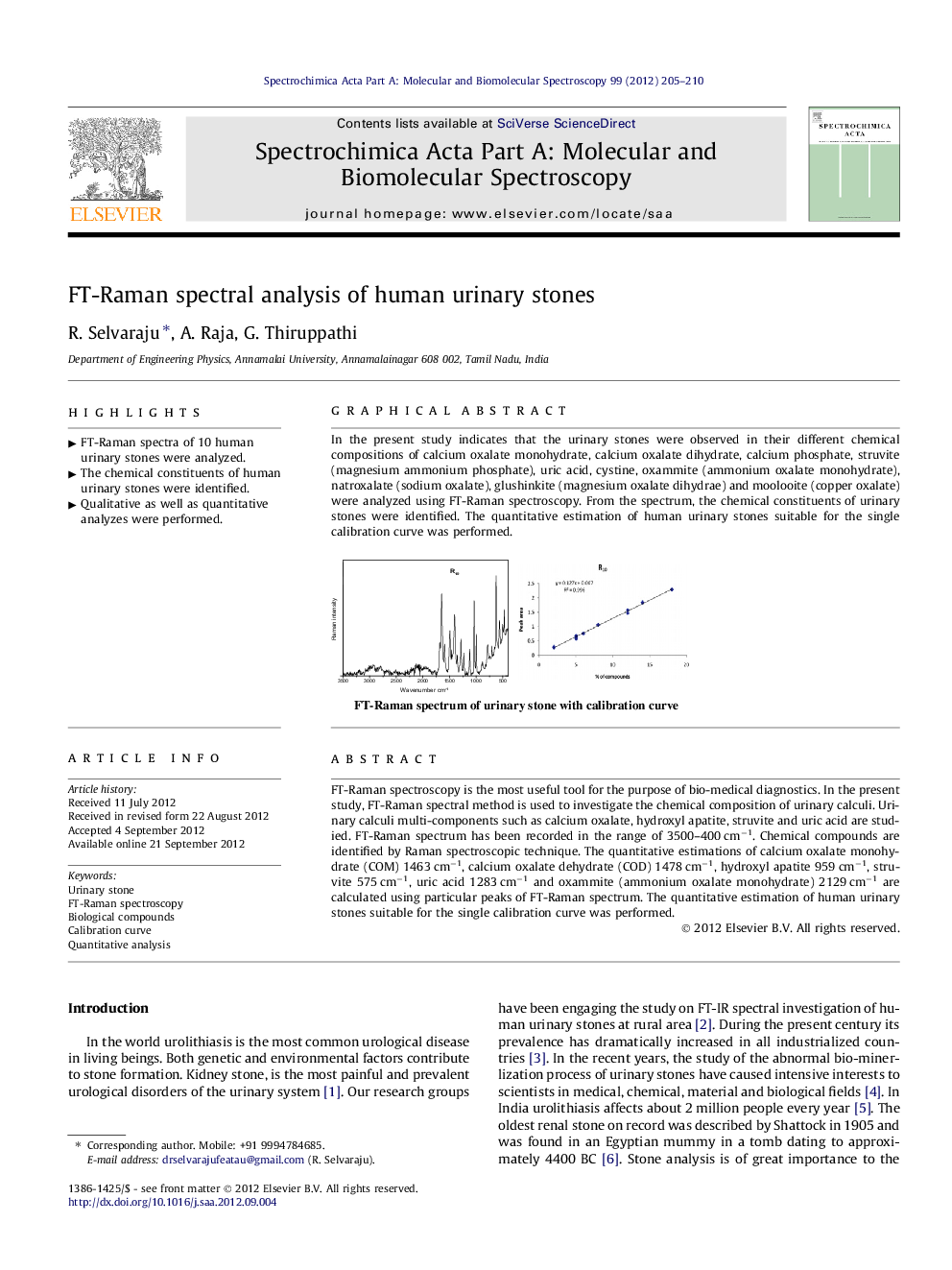 FT-Raman spectral analysis of human urinary stones