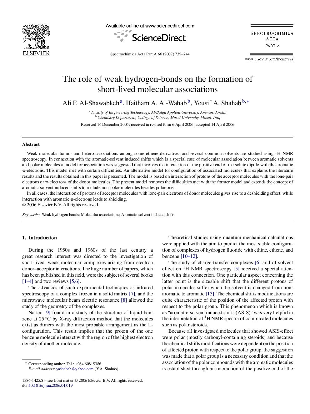 The role of weak hydrogen-bonds on the formation of short-lived molecular associations