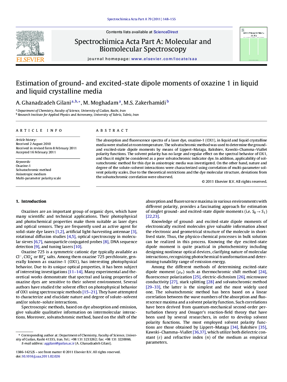 Estimation of ground- and excited-state dipole moments of oxazine 1 in liquid and liquid crystalline media