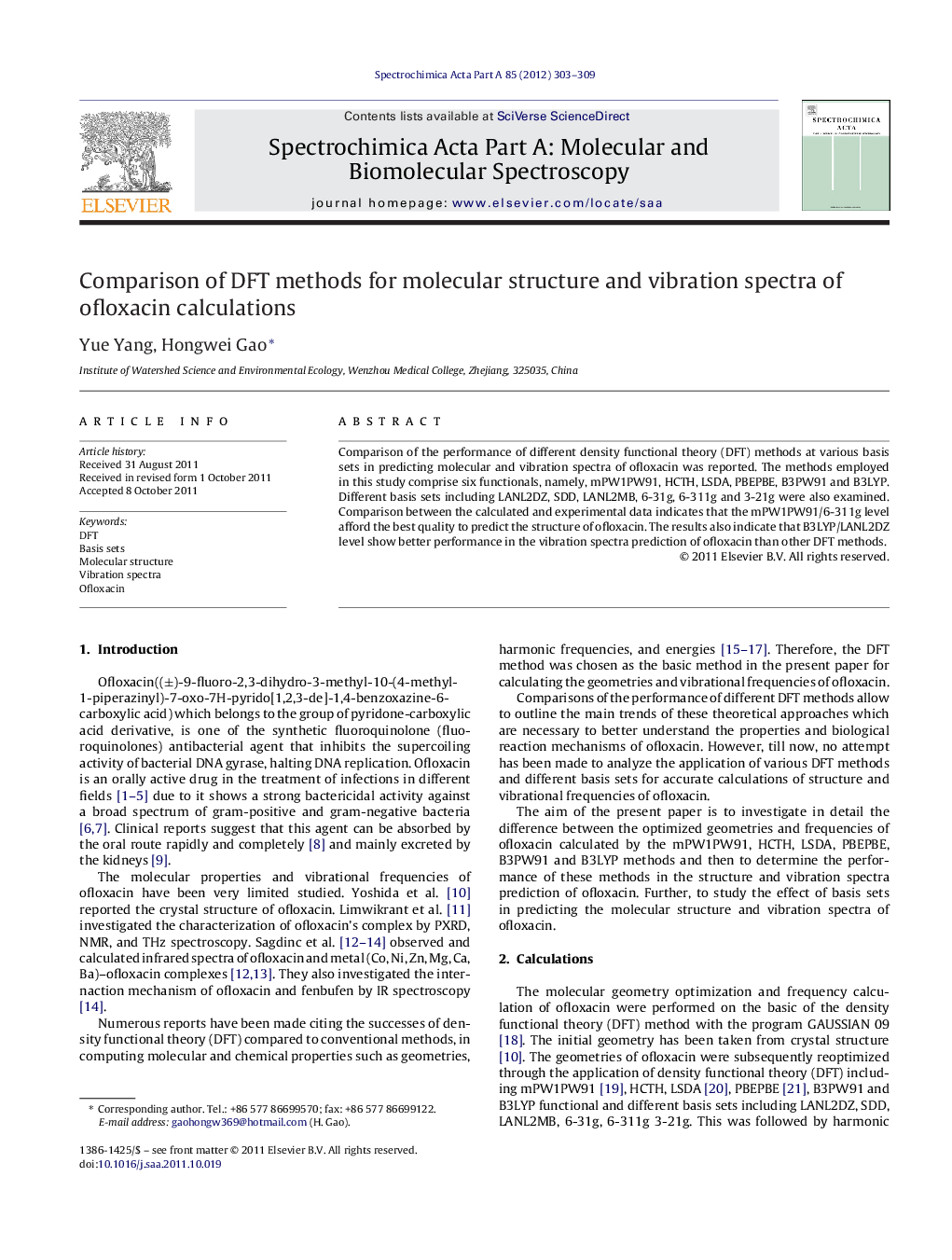 Comparison of DFT methods for molecular structure and vibration spectra of ofloxacin calculations