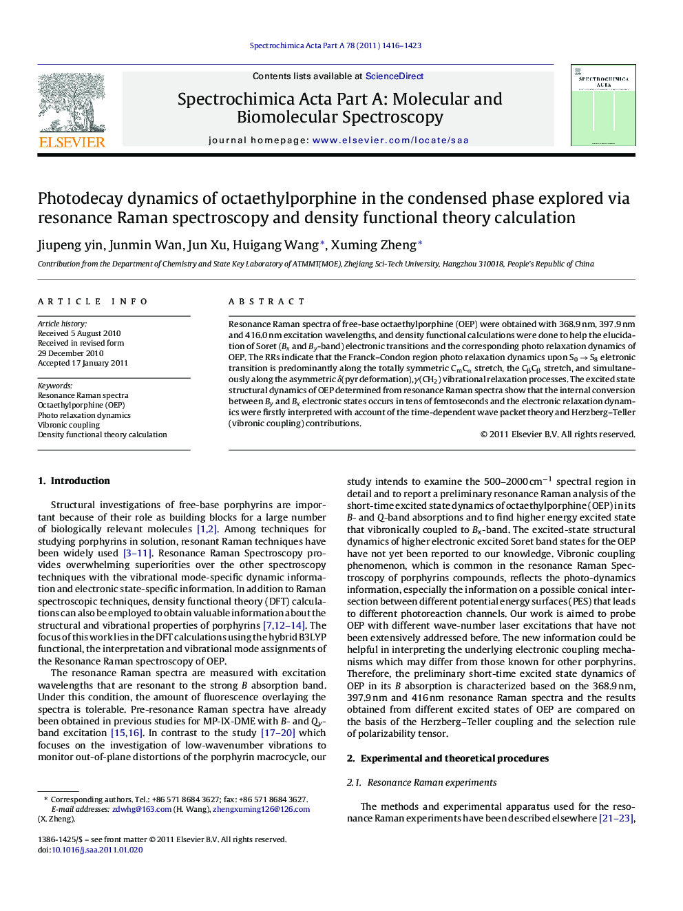 Photodecay dynamics of octaethylporphine in the condensed phase explored via resonance Raman spectroscopy and density functional theory calculation