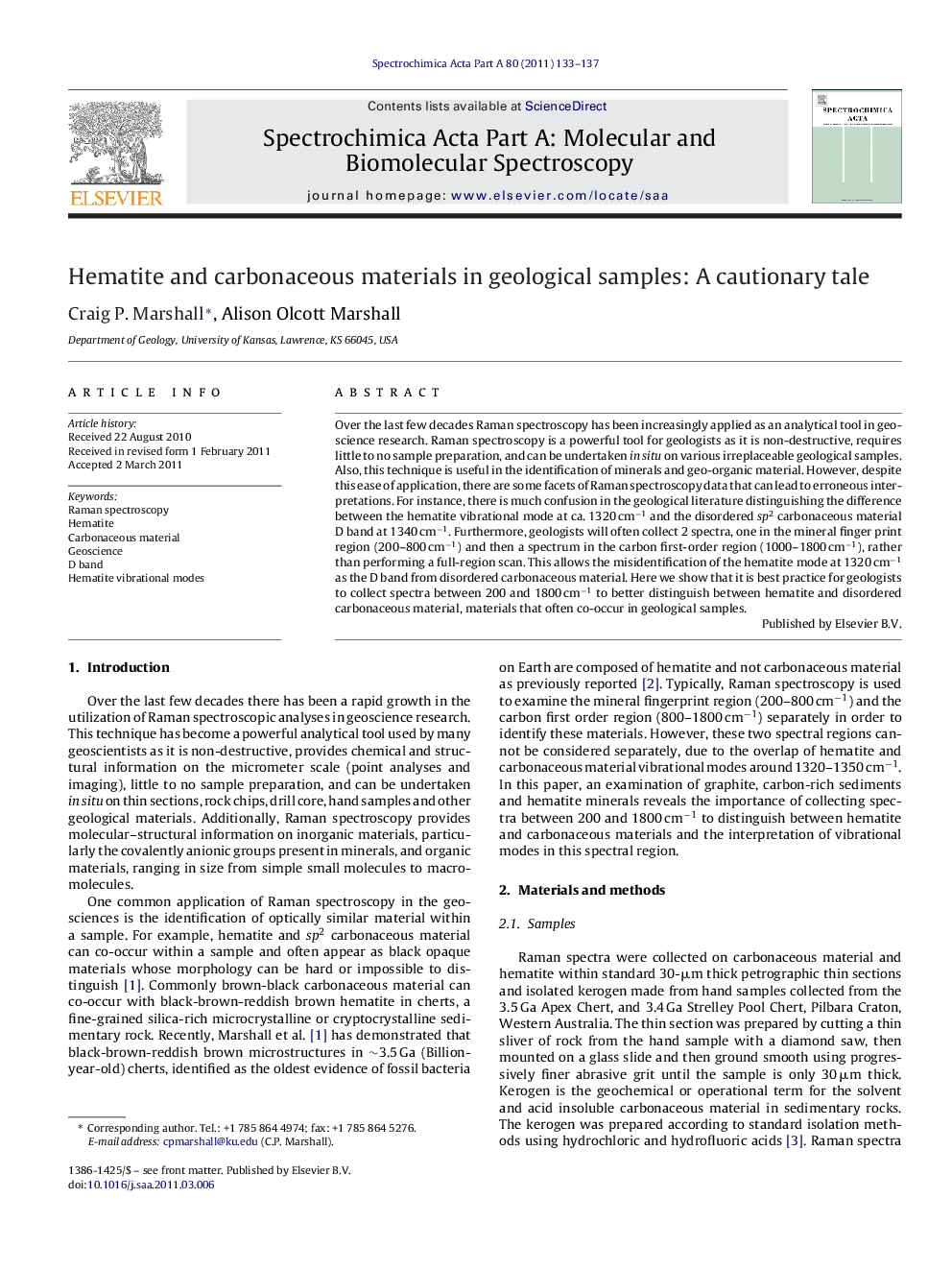 Hematite and carbonaceous materials in geological samples: A cautionary tale