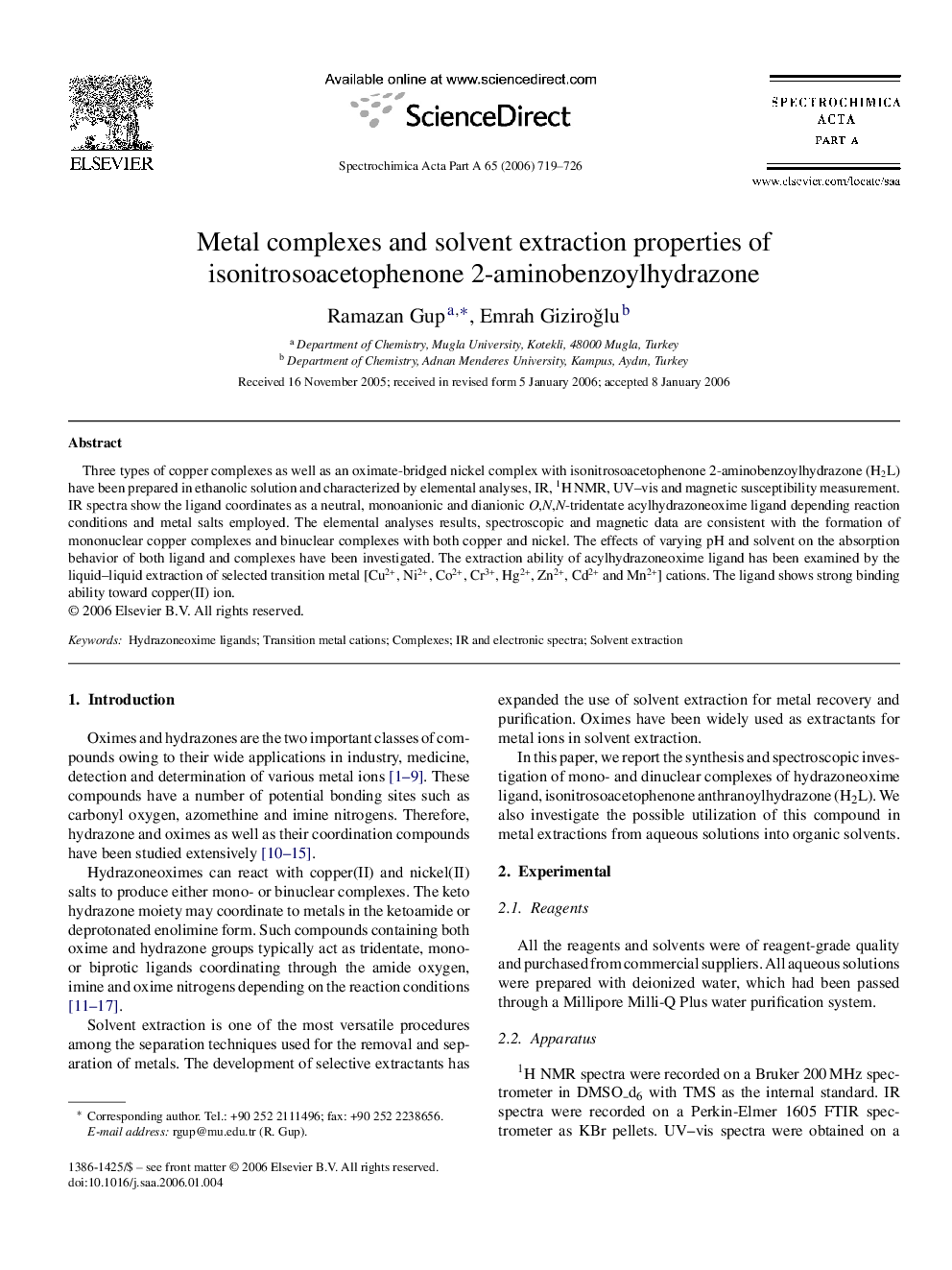 Metal complexes and solvent extraction properties of isonitrosoacetophenone 2-aminobenzoylhydrazone