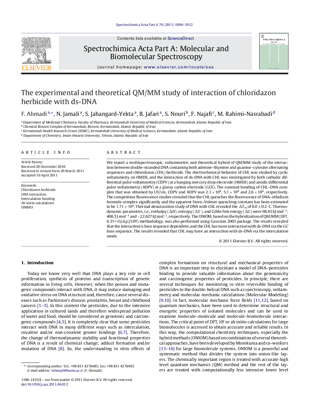 The experimental and theoretical QM/MM study of interaction of chloridazon herbicide with ds-DNA