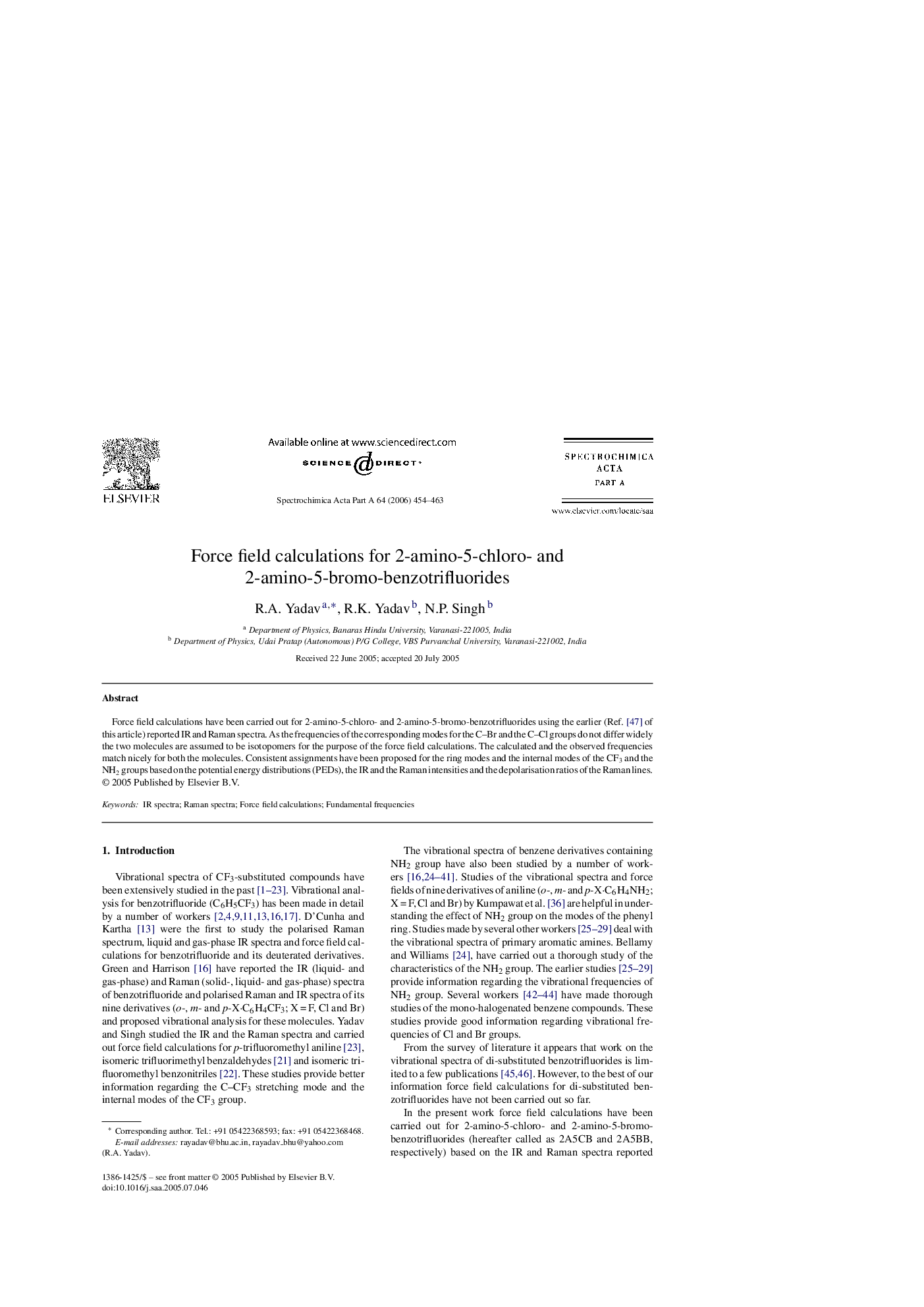 Force field calculations for 2-amino-5-chloro- and 2-amino-5-bromo-benzotrifluorides