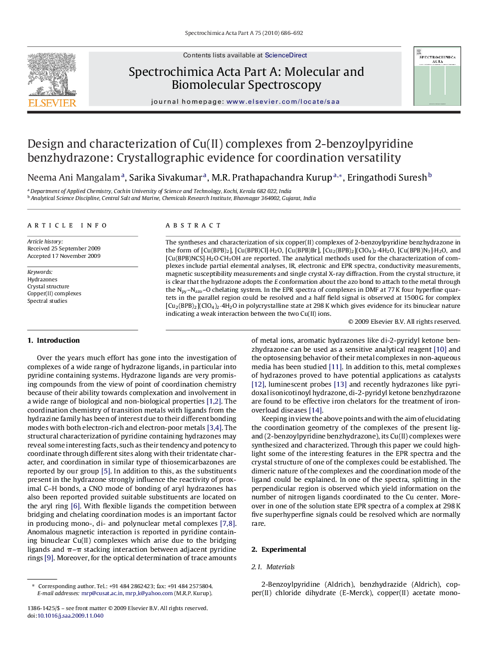 Design and characterization of Cu(II) complexes from 2-benzoylpyridine benzhydrazone: Crystallographic evidence for coordination versatility