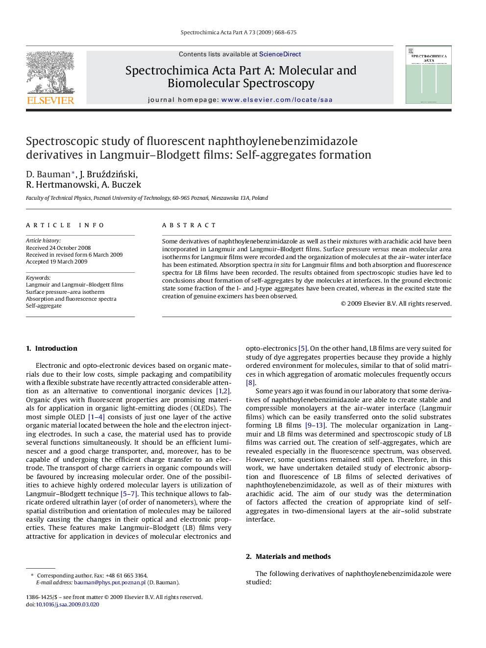 Spectroscopic study of fluorescent naphthoylenebenzimidazole derivatives in Langmuir–Blodgett films: Self-aggregates formation