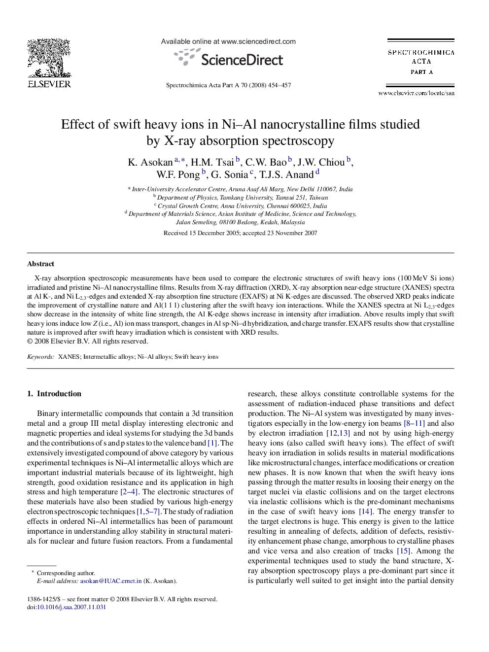 Effect of swift heavy ions in Ni-Al nanocrystalline films studied by X-ray absorption spectroscopy