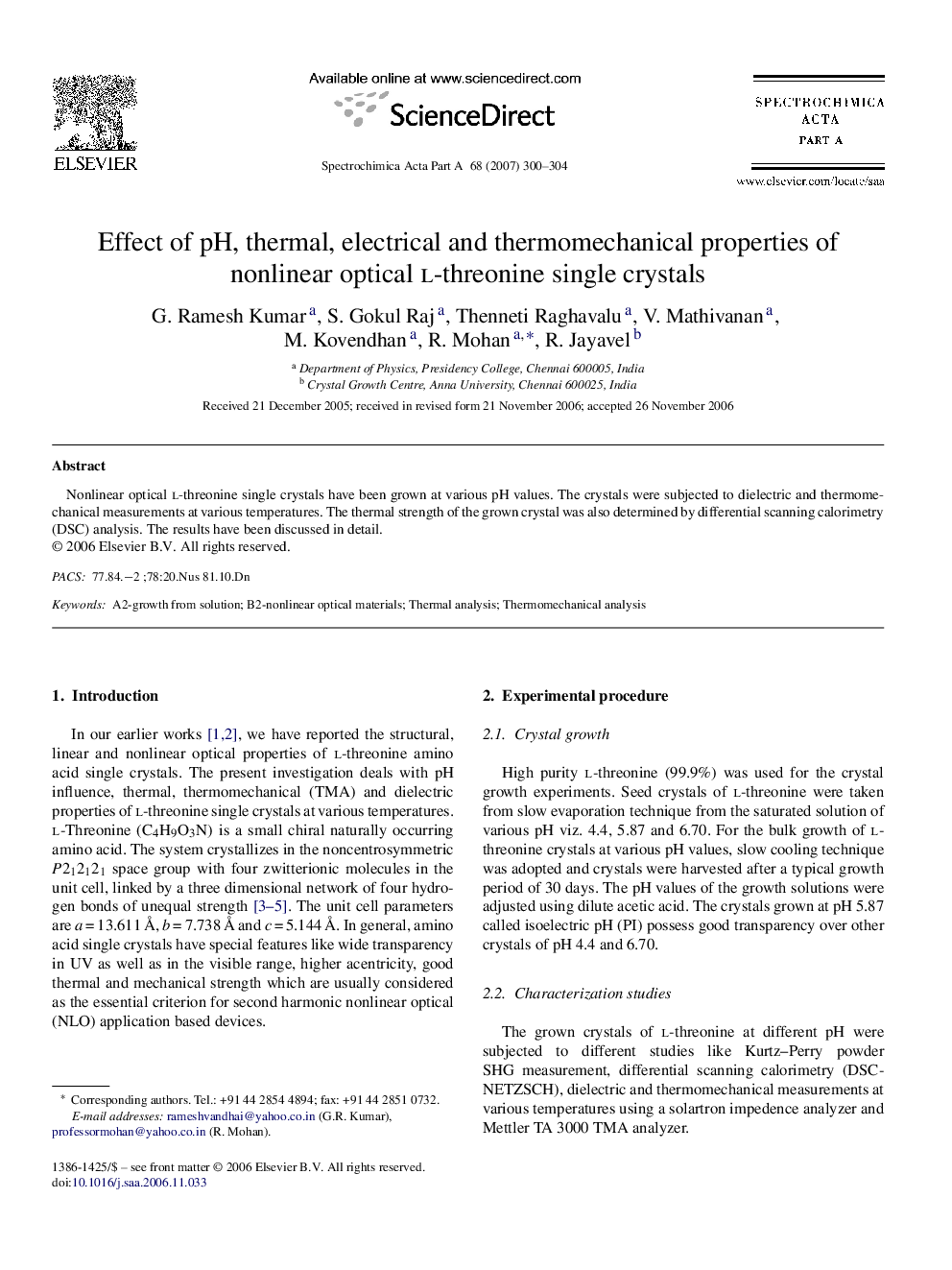 Effect of pH, thermal, electrical and thermomechanical properties of nonlinear optical l-threonine single crystals