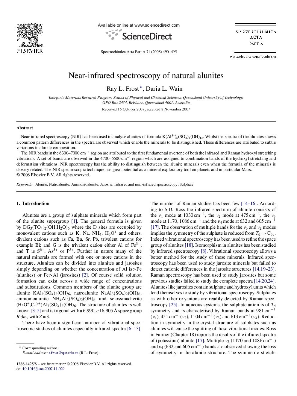 Near-infrared spectroscopy of natural alunites